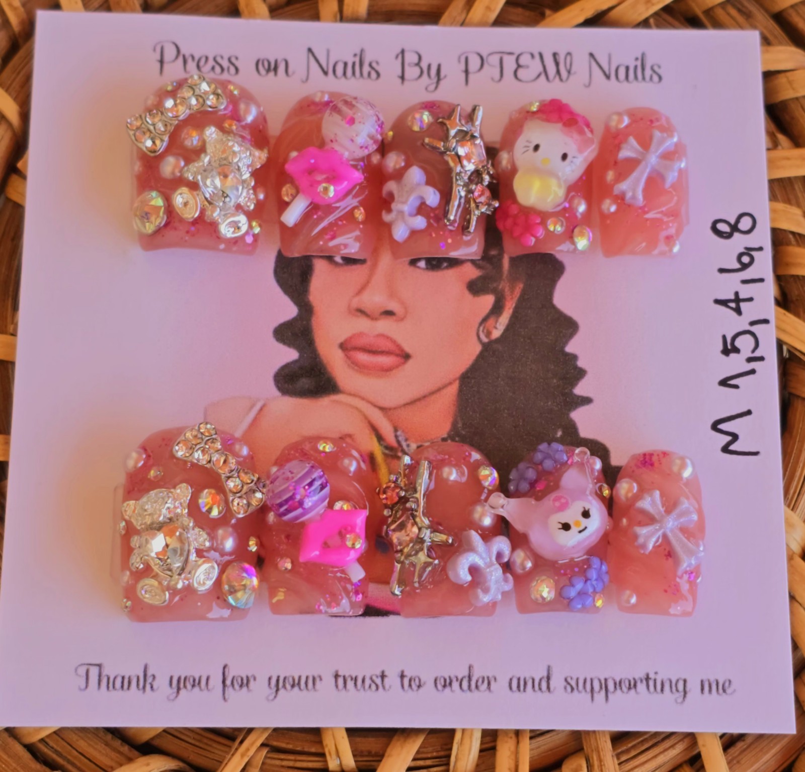 Handmade Press On Nails,Adorable Nude Pink,Medium Size 1,5,4,6,8 Short Square