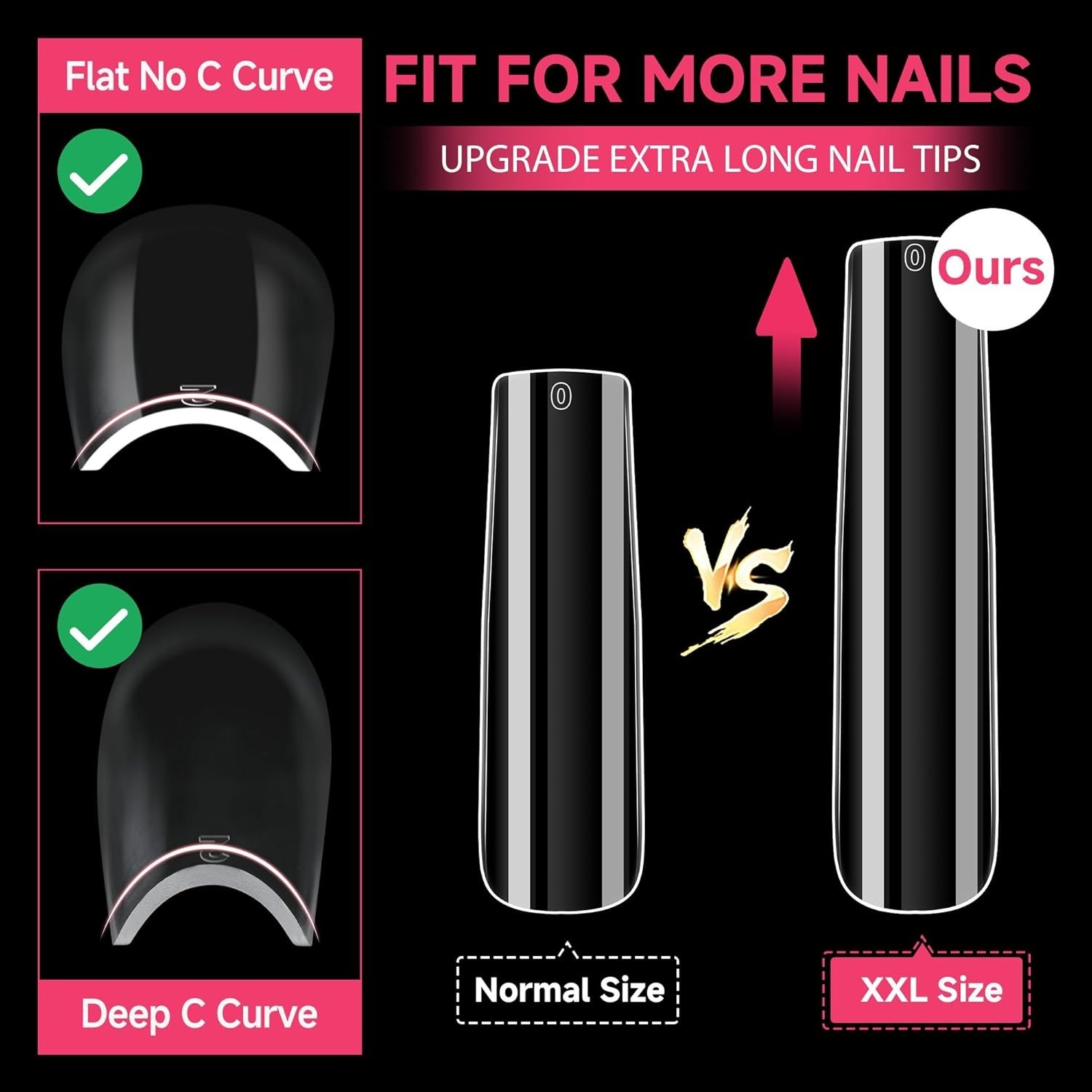 XXL Long Square Nail Tips – 216PCS No C Curve Full Cover Gel for Salon-Qualit…
