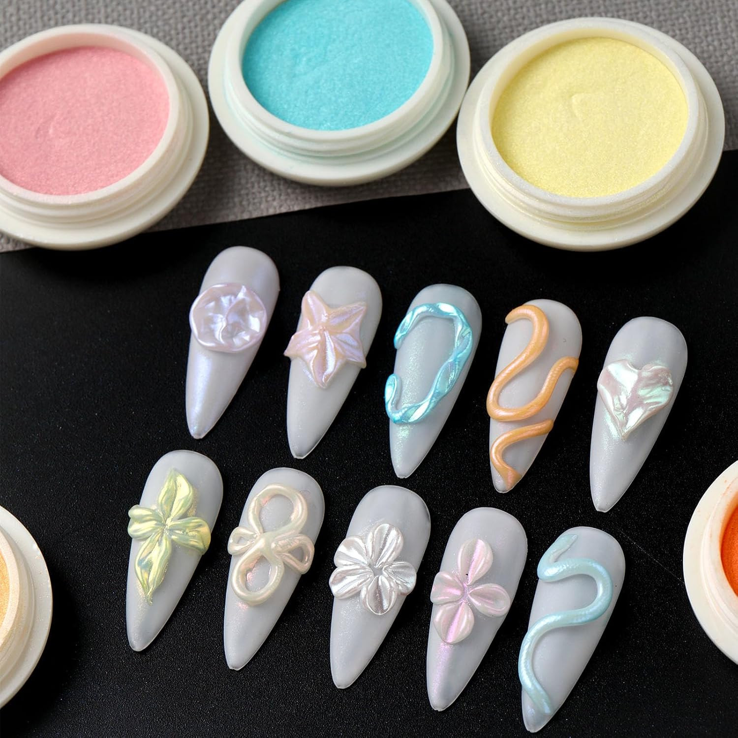 10Pcs Aurora Chrome Nail Powder Set,Iridescent Mermaid Moonlight Metallic Mirror