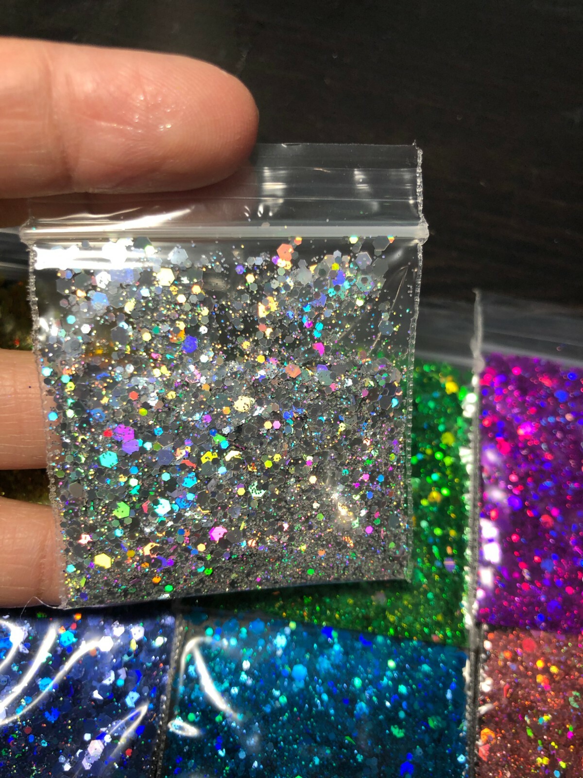 Holographic Glitter Hexagon Mix 0.4MM, 1MM, 2MM pink blue Nail Art US seller