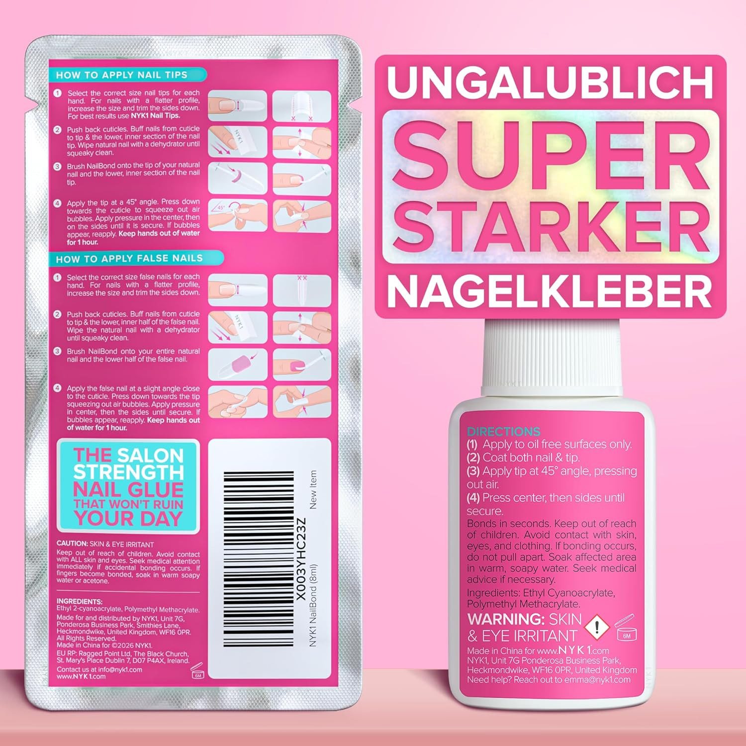 NYK1 Nailbond Nagelkleber Für Kunstnägel Extra Stark (8Ml) Pinsel on Nagelkleber