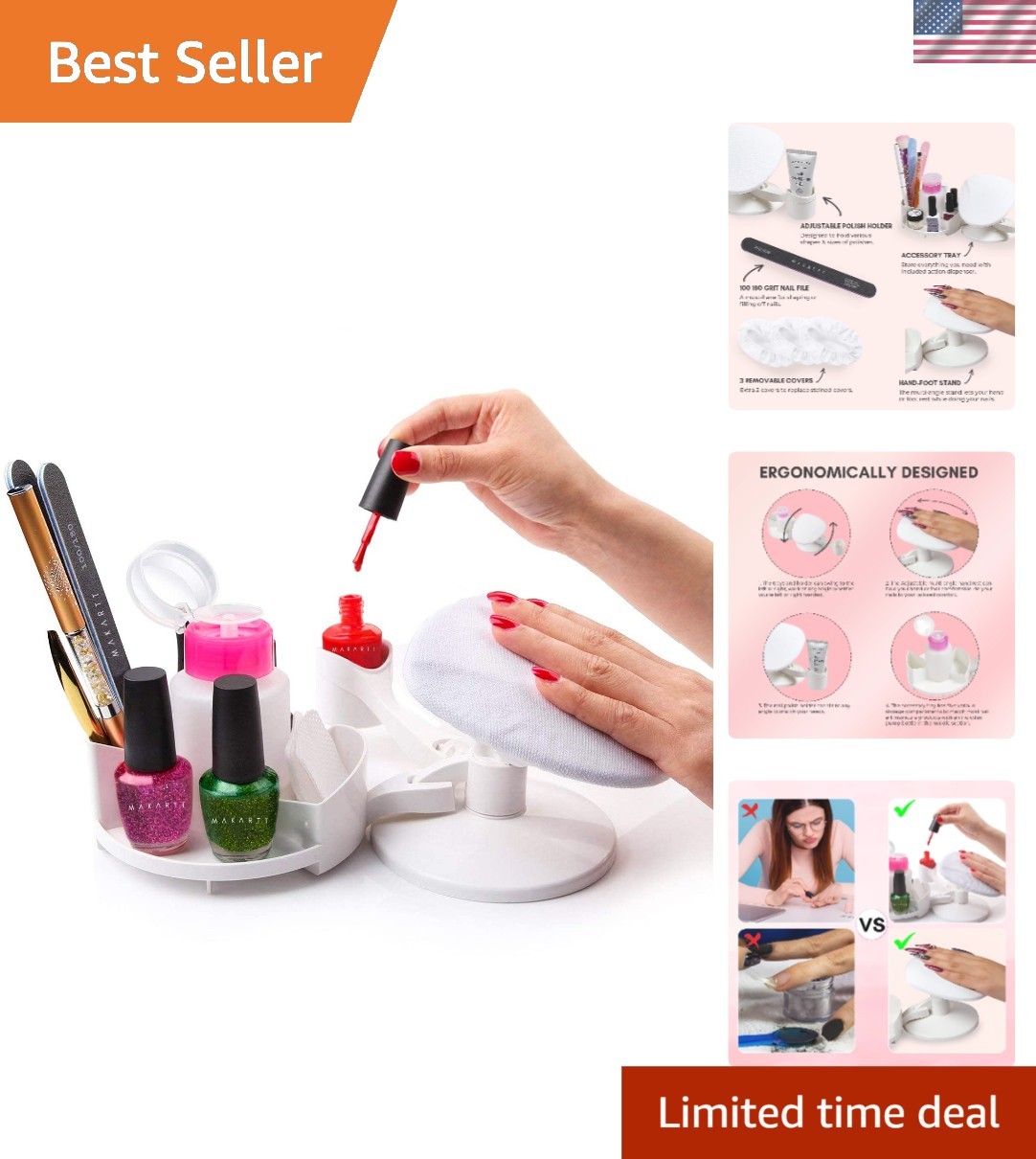 Adjustable Nail Polish Holder & Multi-Purpose Stand for Salon Quality Results
