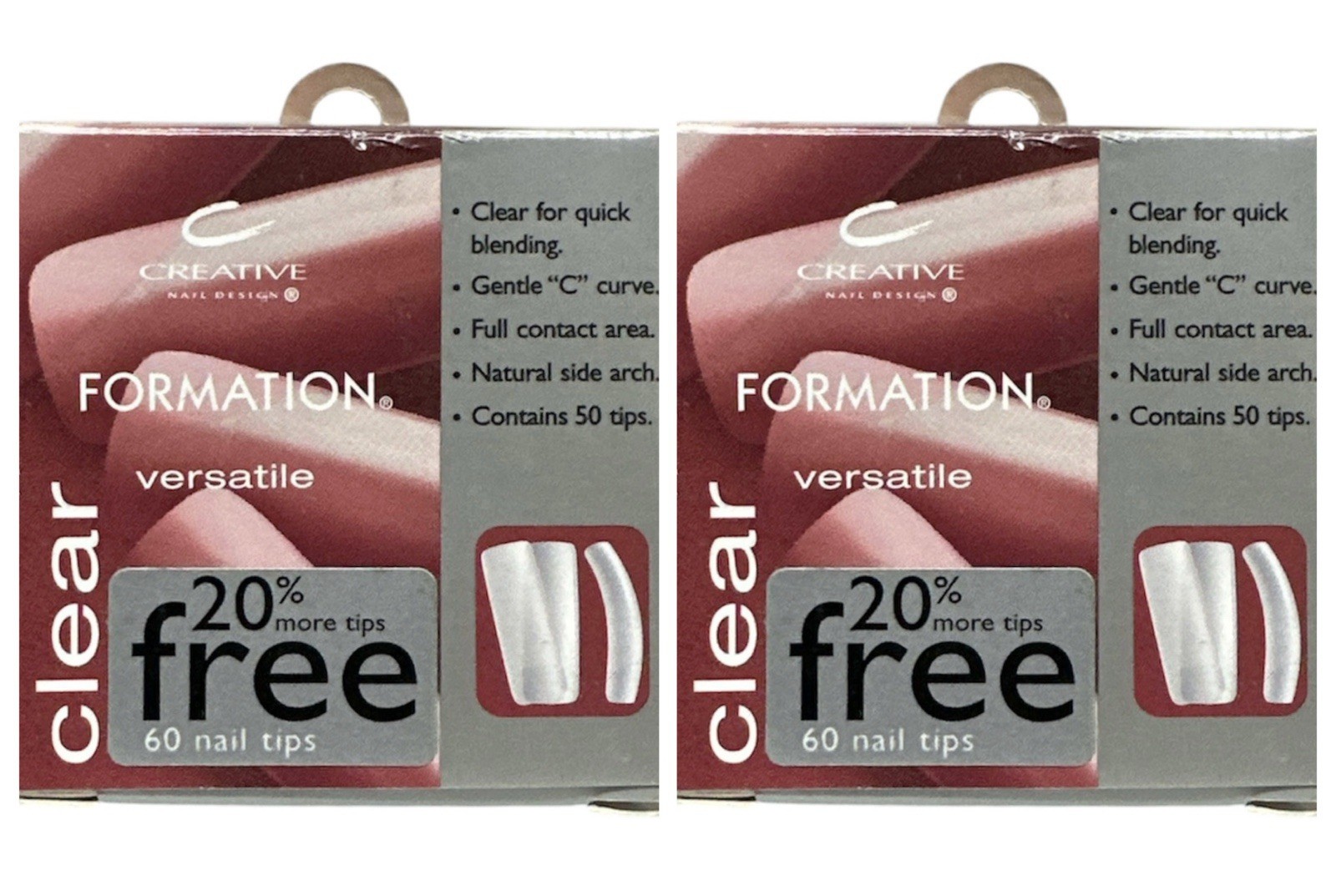 Creative CND Formation Versatile Nail Tips -CLEAR- 60 Tips – 2 Pack -Choose Your