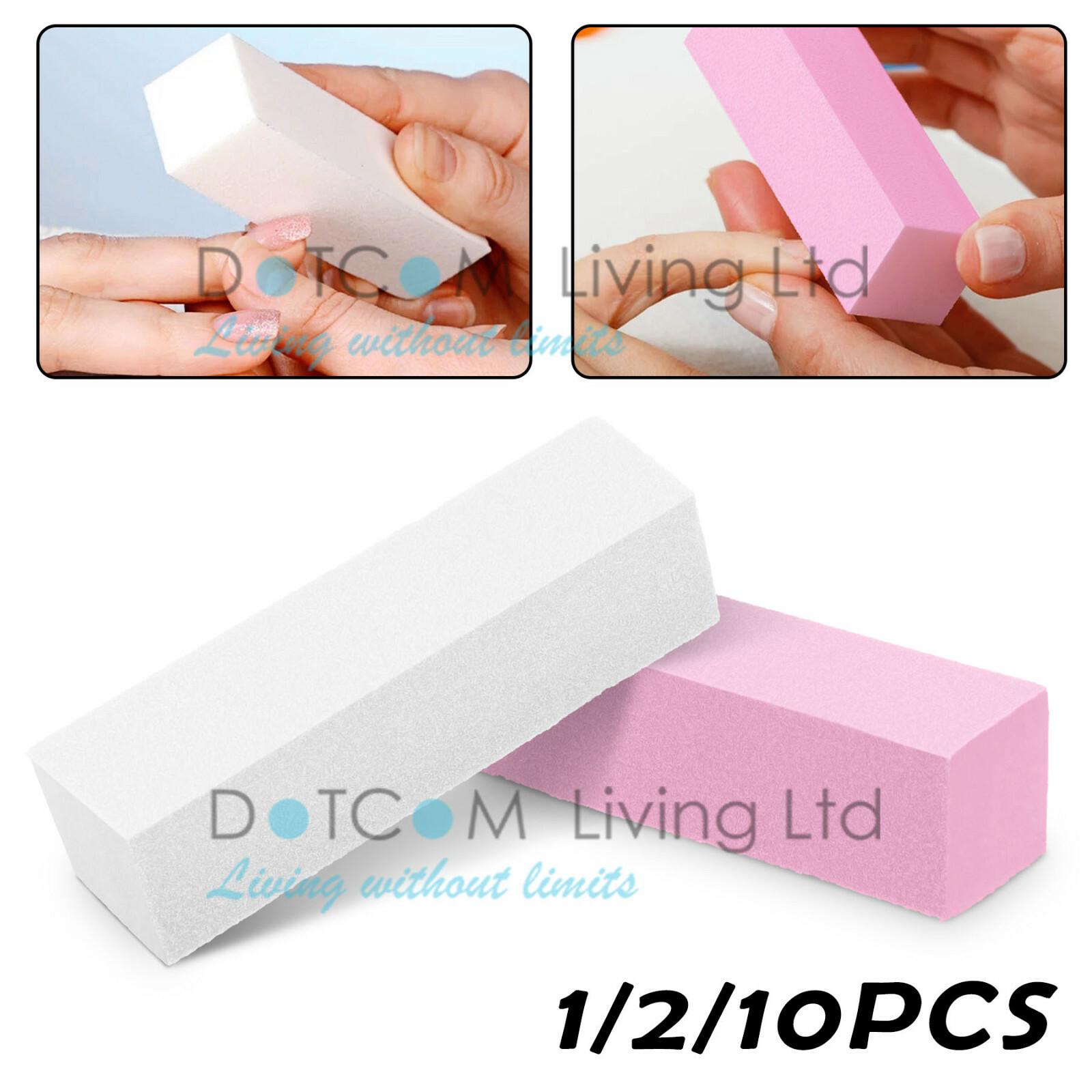Nail Buffer Block Files Tool Tips 4 Ways Art Acrylic Sanding Manicure White Pink
