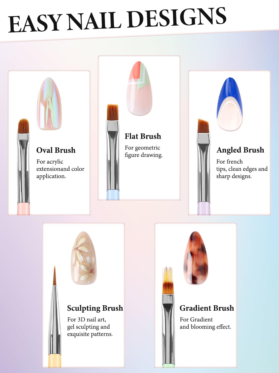10 Pcs Nail Art Brushes Set, Nail Dotting Tools, French Tip Tool, Nail Art Deign
