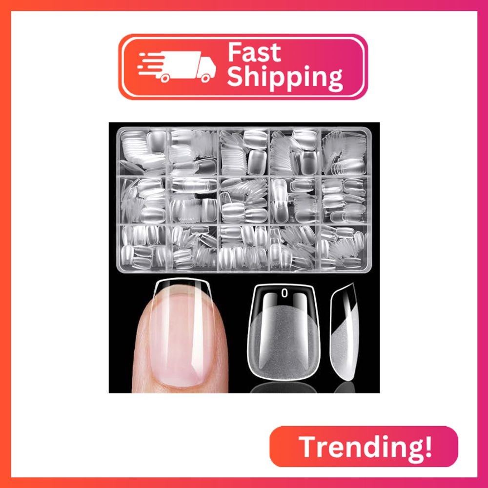 420pc Extra Short Coffin Gel Nail Tips Clear Fake Nails, XS Clear Press on Nails