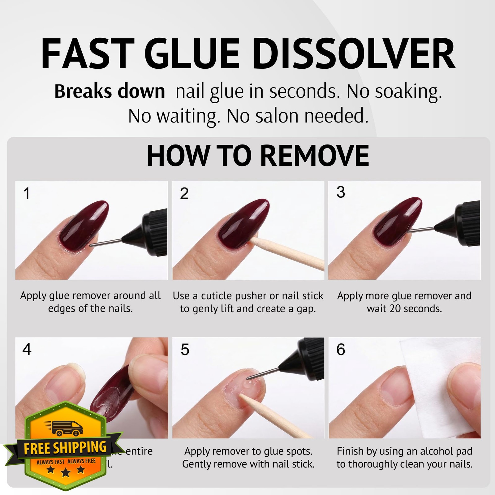 Pronto 20mL Nail Glue Remover Acetone Free Press On Nails