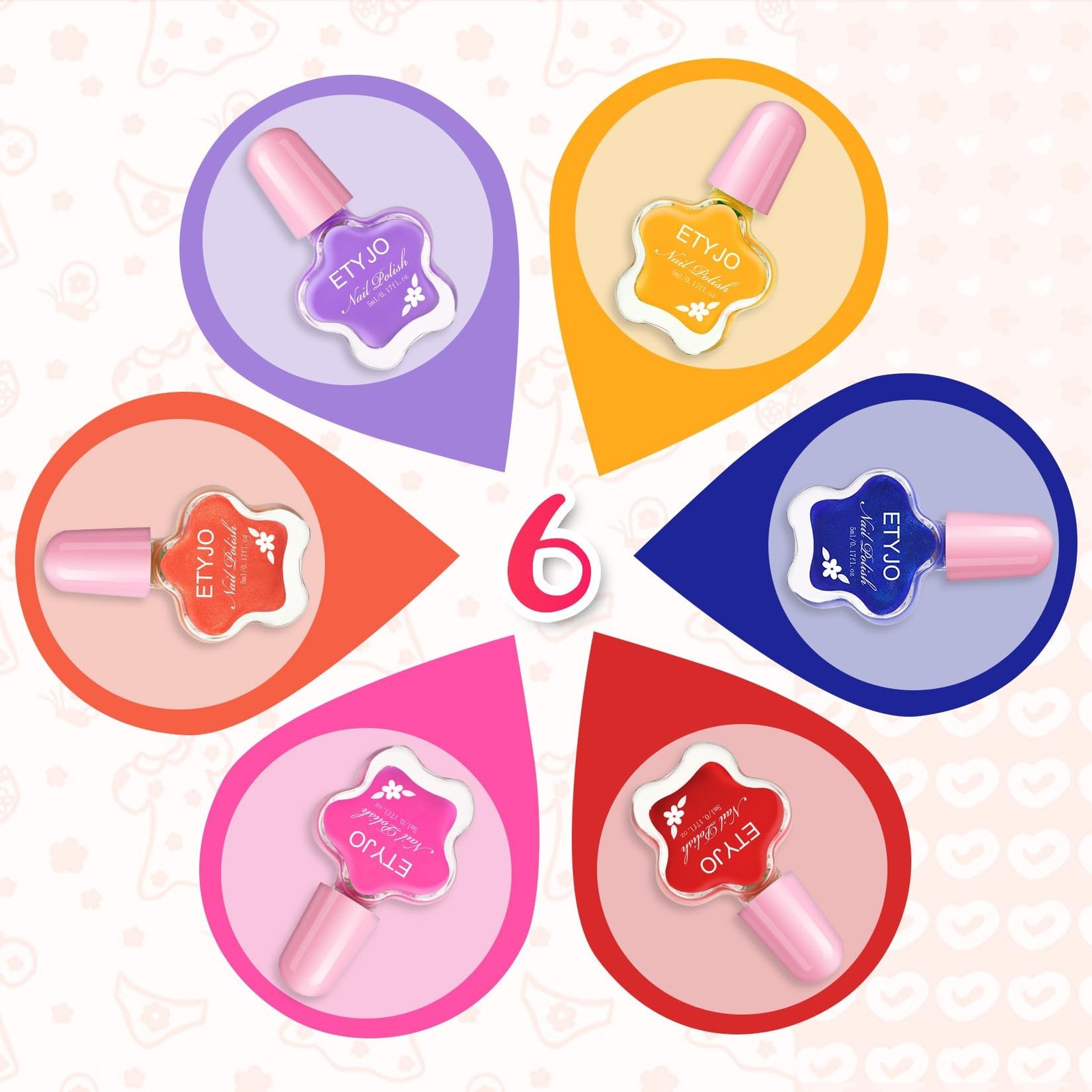 Kids Nail Polish-6 Color Kids Nail Polish Set for Girls Non Toxic Water-Based…