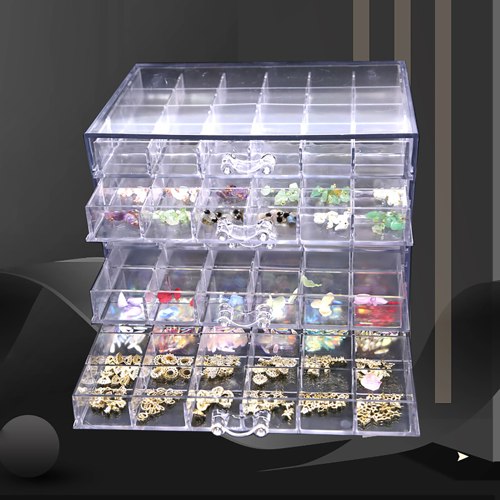 5 Layers Nail Art Supplies Display Organizer 120 Grids Nail Art Storage Box