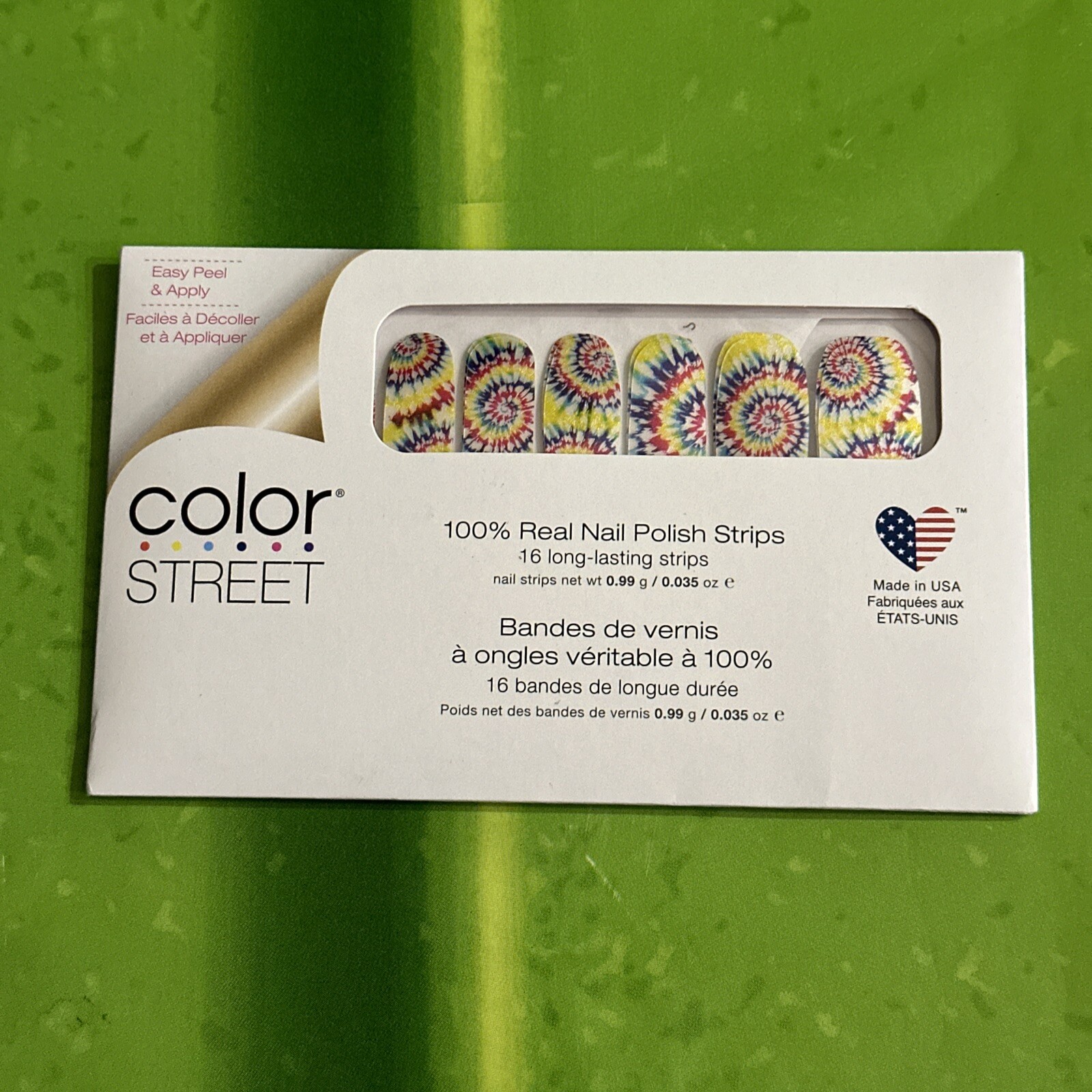 Color Street Real Nail Polish Strips Easy Peel & Apply Tie-Dye Wanna Peace of Me