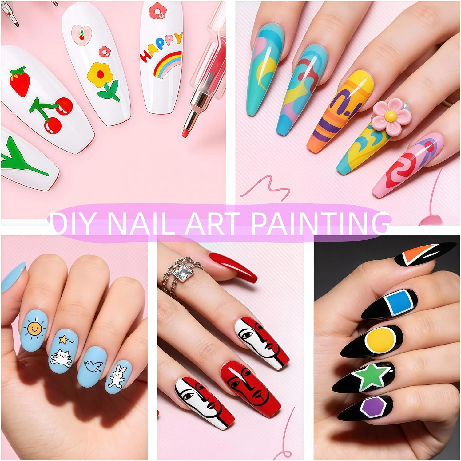 Nail Art Pens Set, Nail Art Marker for Nail Art 12 Colors with Fine Tip, DIY Nai