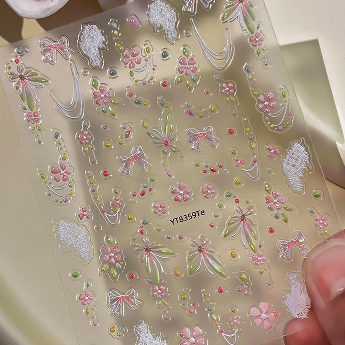 Spring Butterfly Nail Art Stickers Shiny Laser Flowers Butterflies Bow Design Na