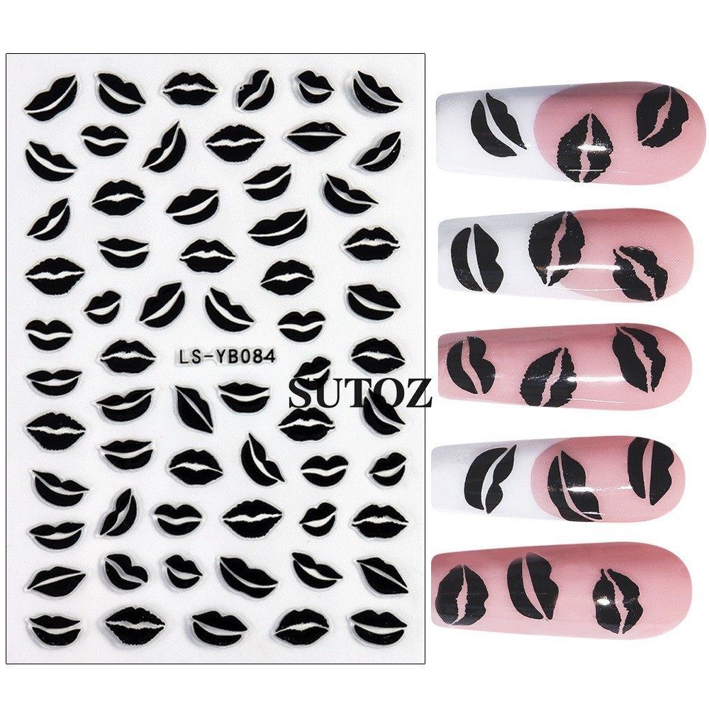 3Sheets Romantic Valentine Love Sex Mouse Lip Nail Art Face Arm Body Sticker NH6
