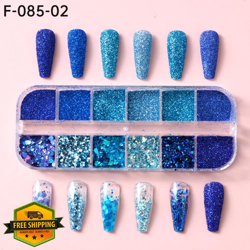 NBNTGH W06 Blue Glitter Nail Art Foil Flakes