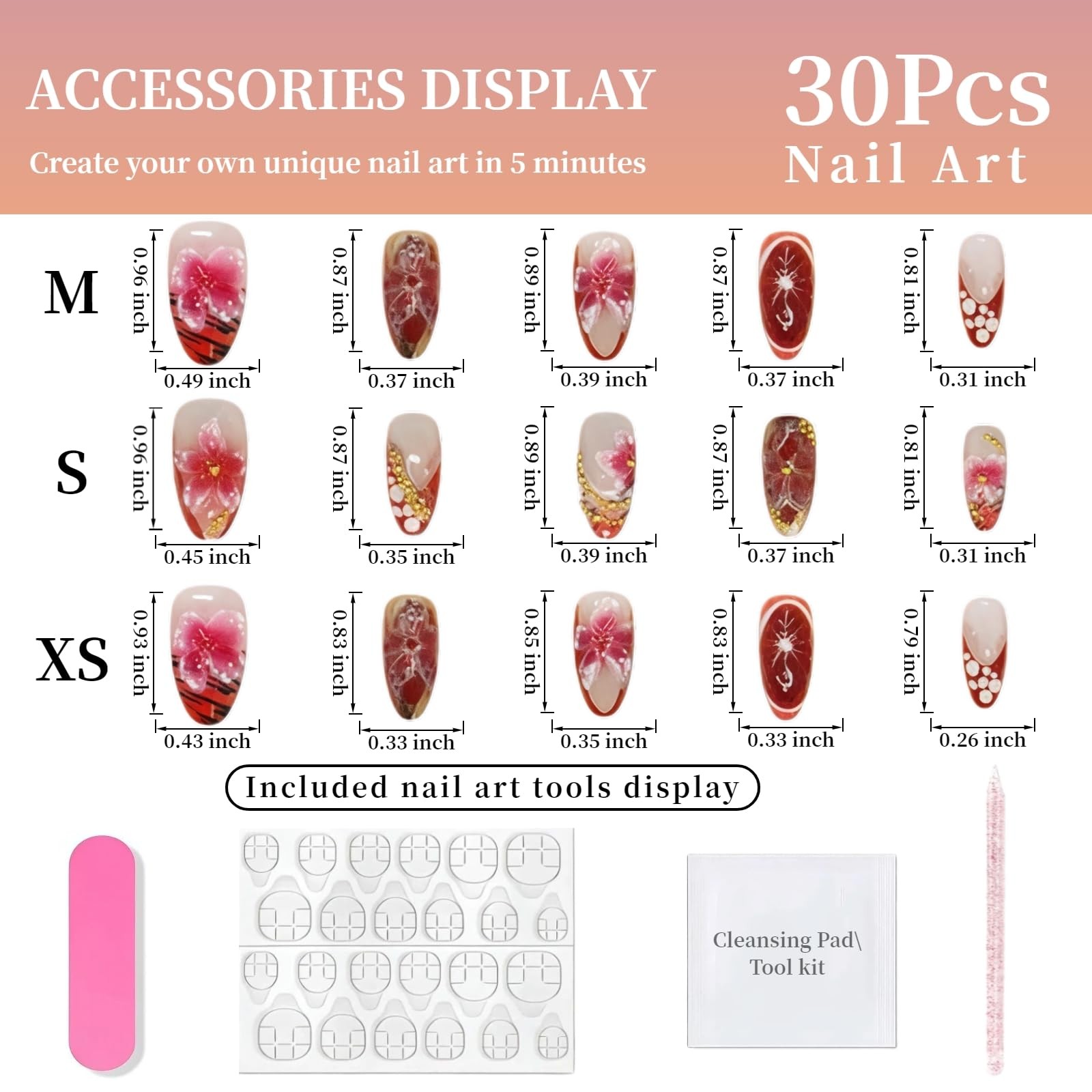 Tephrent Hawaiian Flower Almond Press On Nails