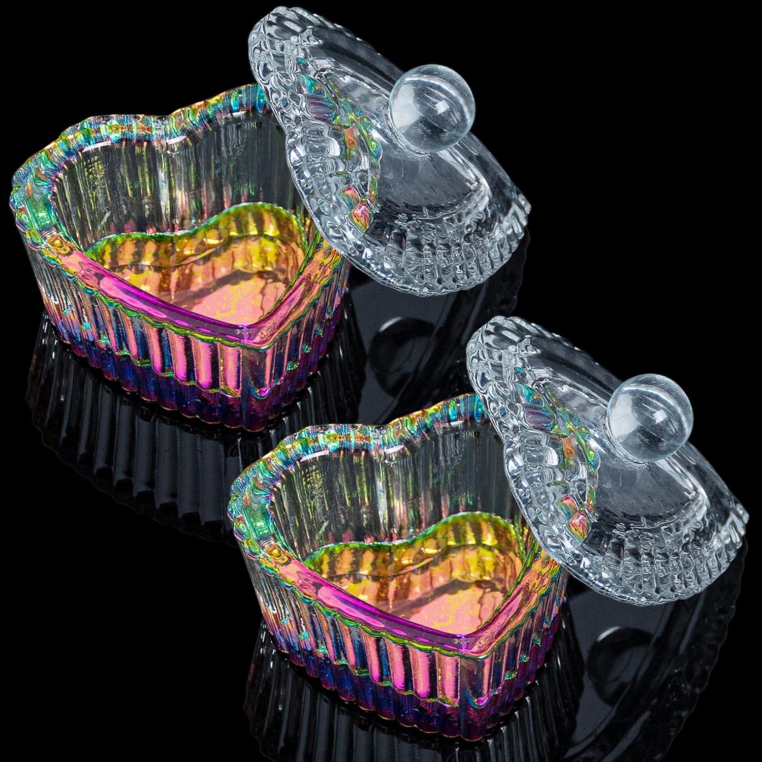 AORAEM 2PCS Nails Tips Art Dappen Dish with Lid Acrylic AA-Heart Shape#1