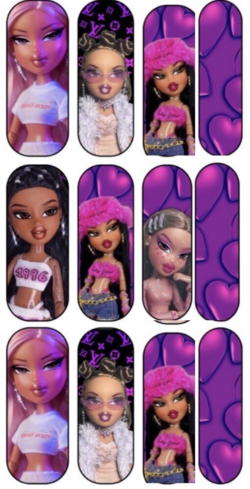 Bratz Doll Airbrush Nail Art Decal Sticker Water Transfer Slider Full Nail Wraps