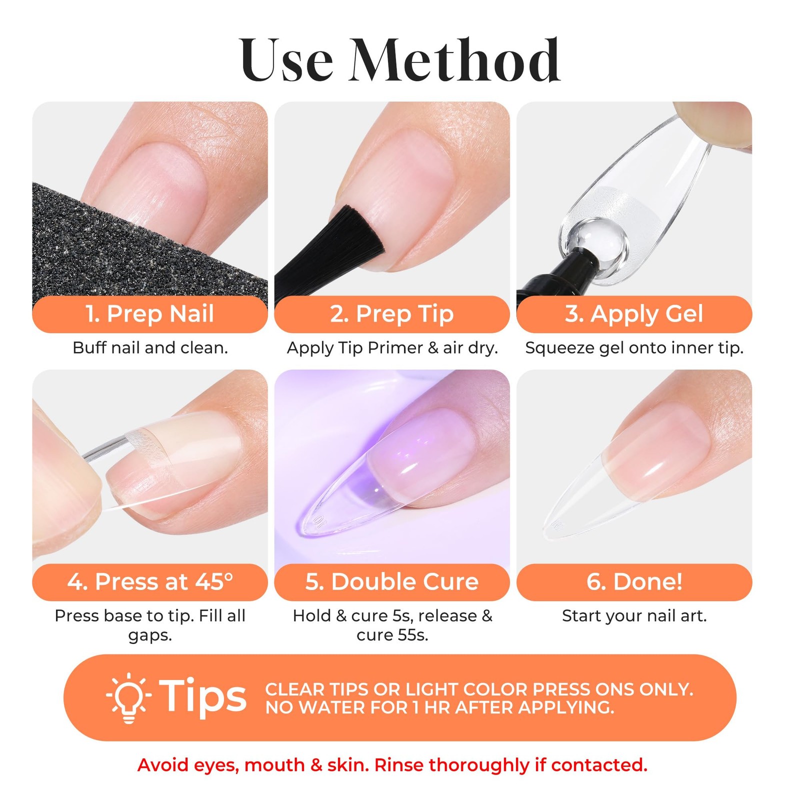 UNA GELLA Gel Nail Glue, Solid Nails Gl ue 1.4 Fl Oz (Pack of 1), Clear