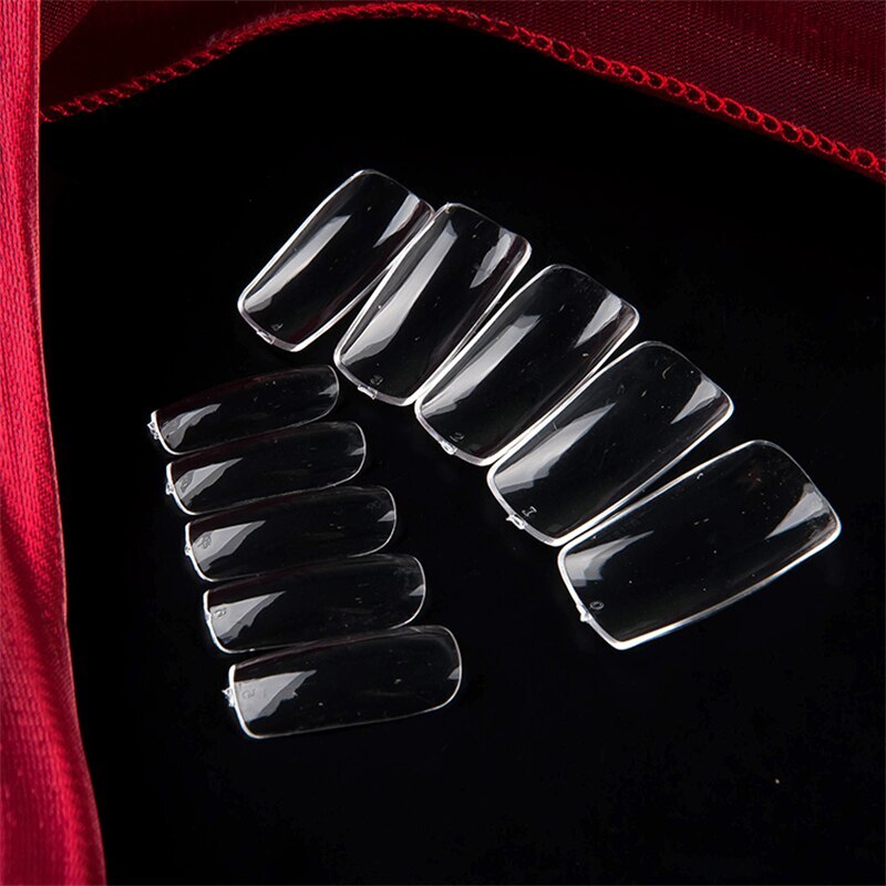 100pcs Full Cover Medium Short Square Oval Gel Press On False Nail Art Tips