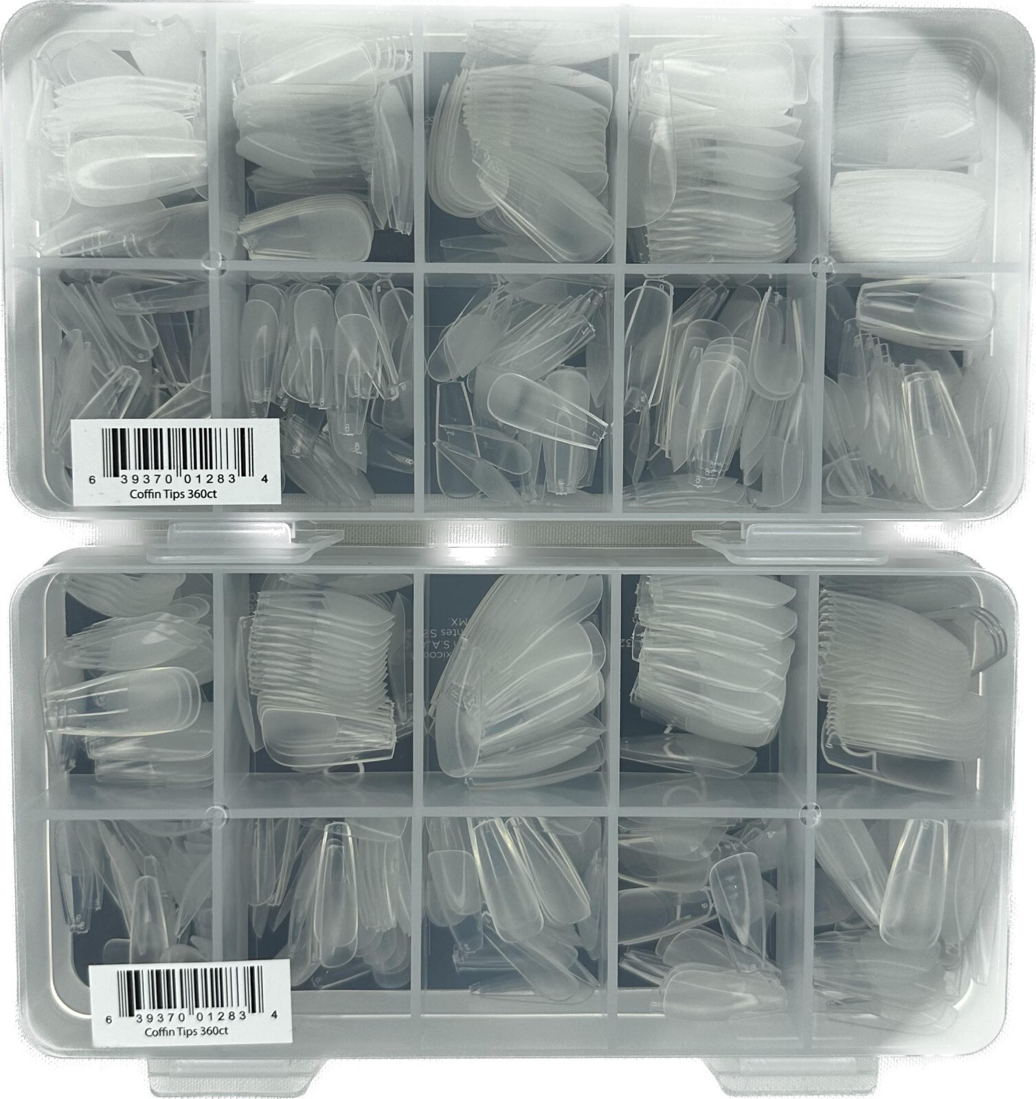 2 – CND Pre-Shaped Coffin Tips Clear Full Coverage 360 CT. x 2 BNIB