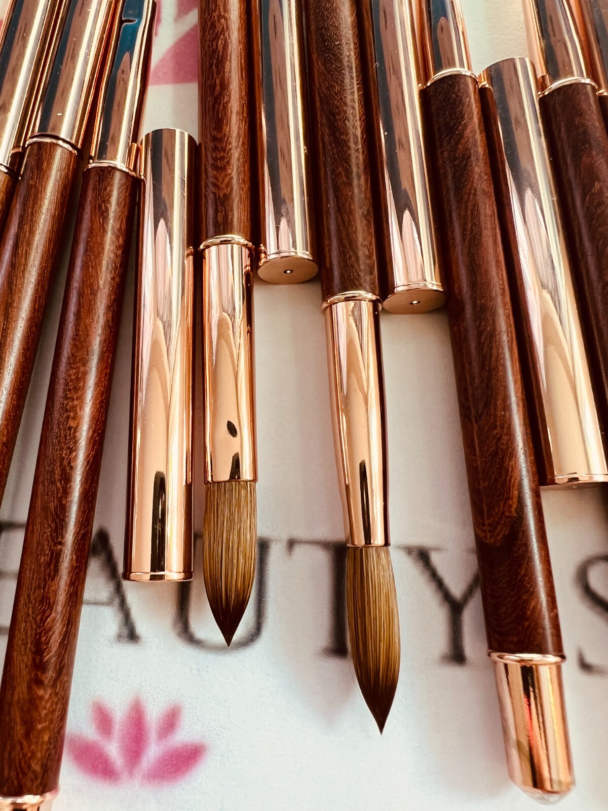 100% Wood Kolinsky Acrylic Nail Brush With Cap Size 2-16 CRIMPED Nail Art Pen
