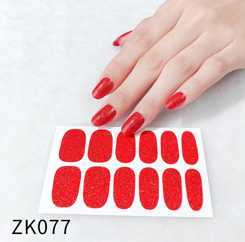 Full Size Nail Wrap Stickers Glitter Manicure Art Self Stick Decor 3D Strip NS21