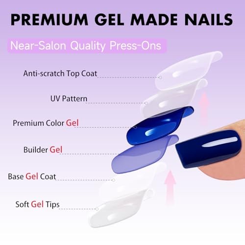 Medium Short Square Royal Blue Press On Nails – Fake Nails with Royal Blue