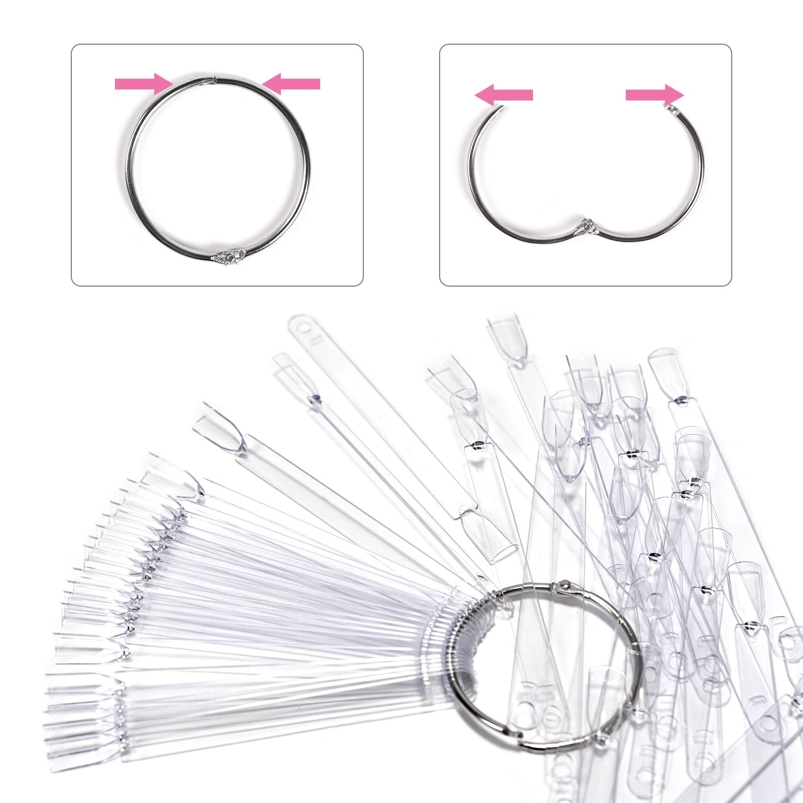 siyuwuro 150Pcs Nail Swatch Sticks with Ring Clear Nail Polish Tips Fan Shape…