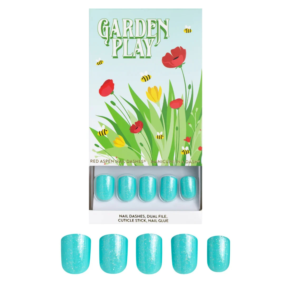 Red Aspen Press On Nails-Moss & Meadows, Marieta Square Short Blue
