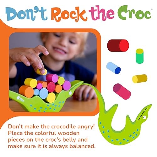 FoxMind Games Don’t Rock The Croc, Toddler One Size, Green, Red, Yellow, Blue