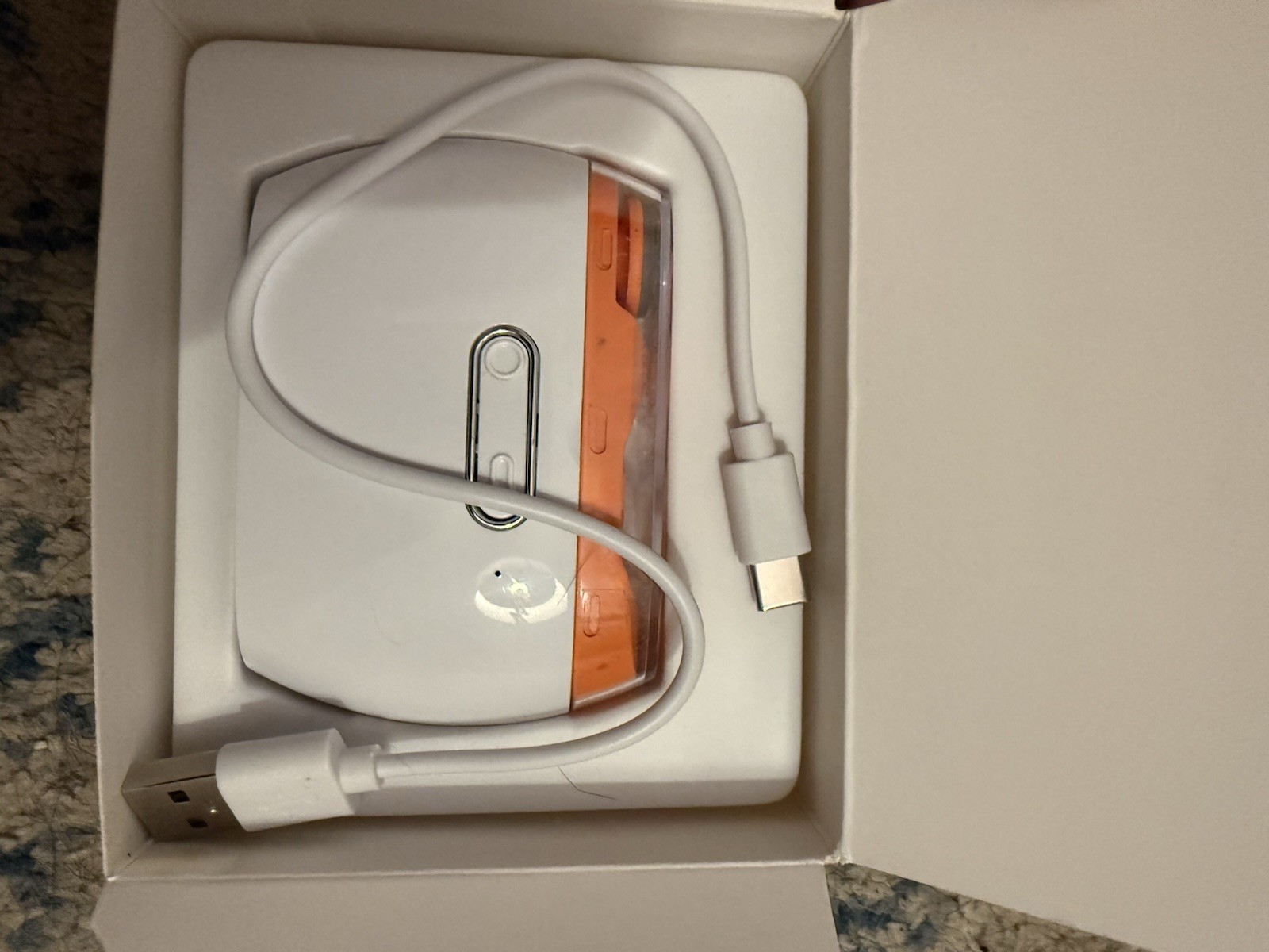 Rechargeable Portable nail trimmer White Orange Electronic USB New