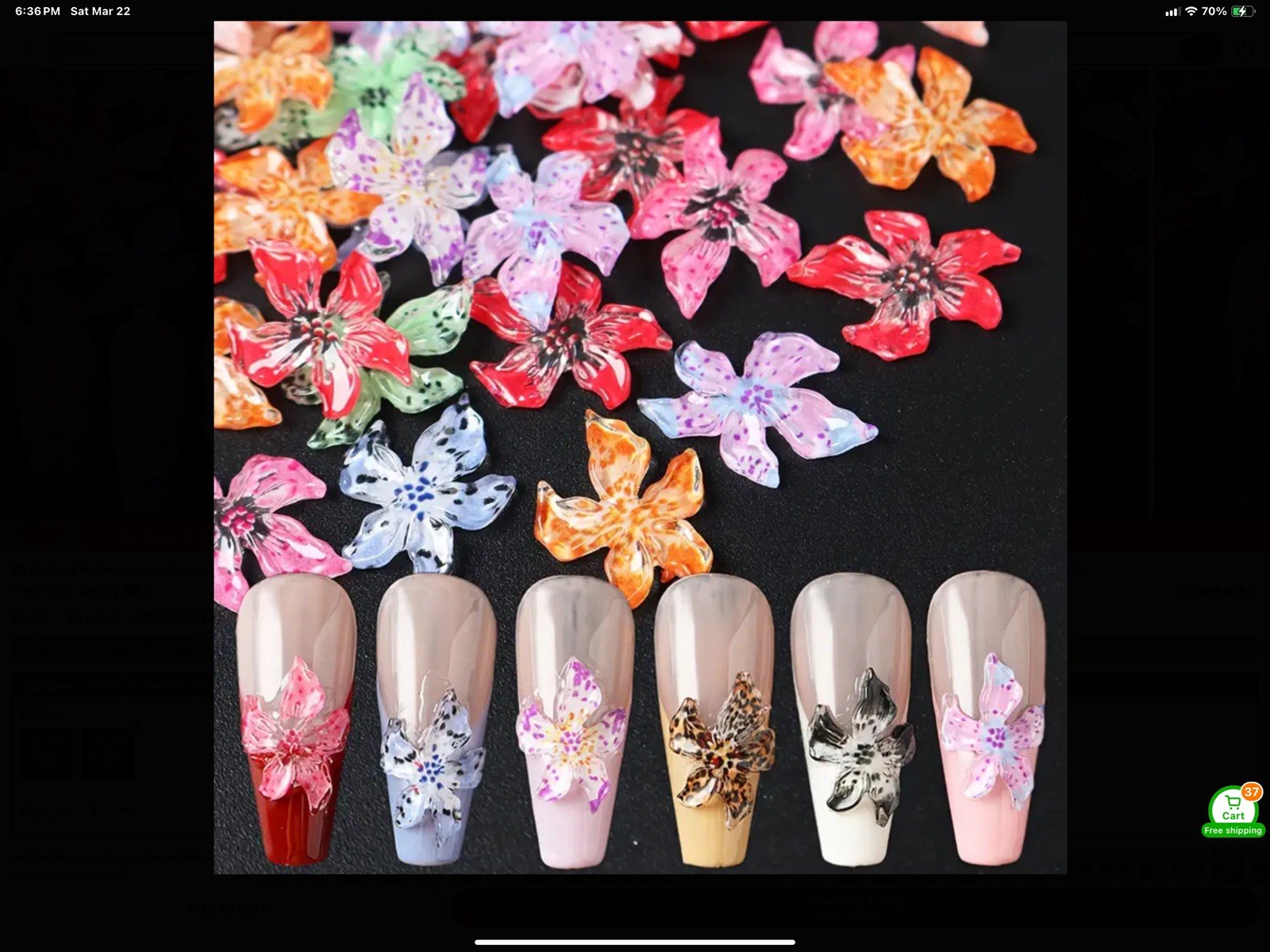 Trendy 3D BloomOrchid Flower Nail Art Charms/Flower Sakura Nail Art Decor/5 Each