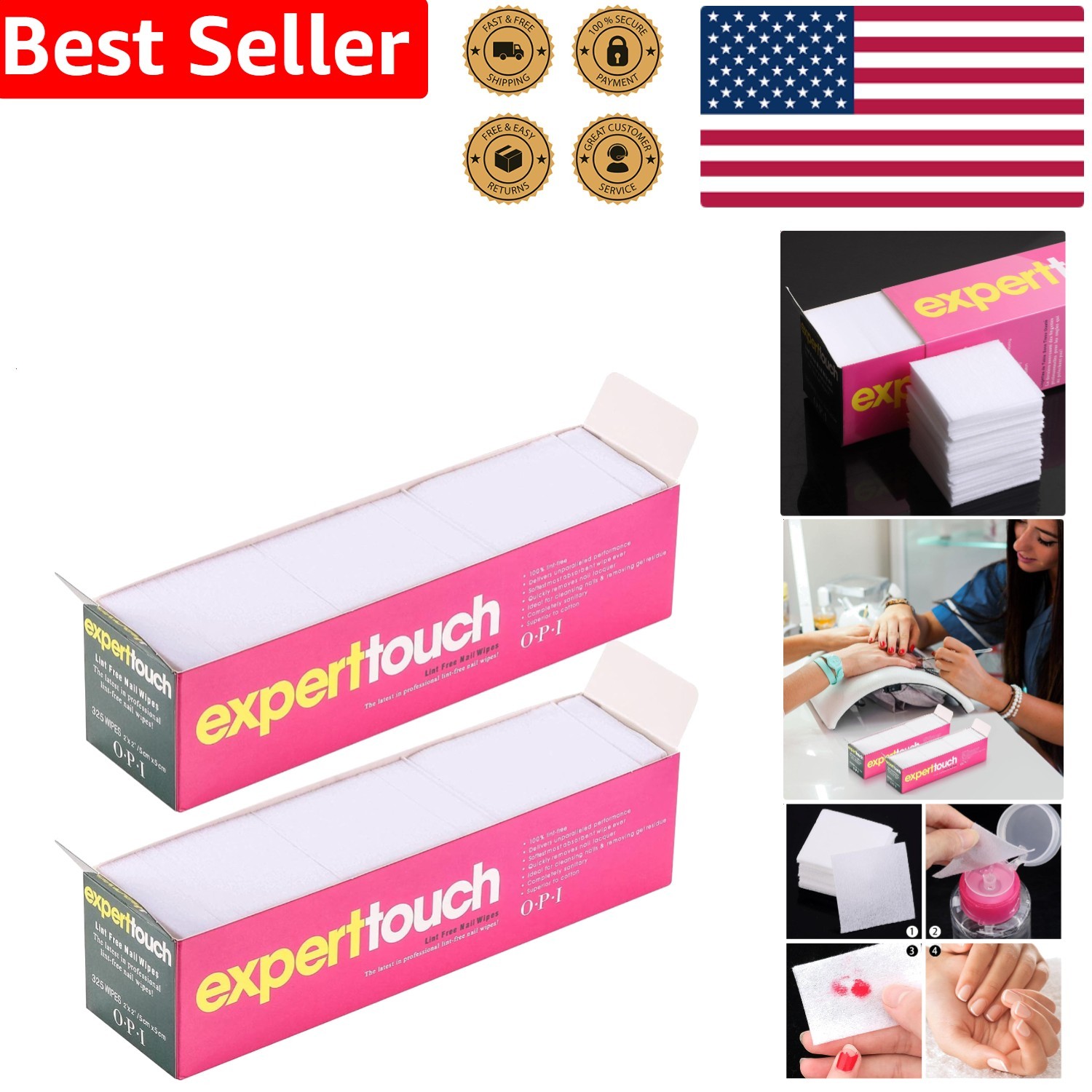 Nail Art Wipes 650 Lint Free Absorbent Sterilized Gel Polish Remover Clean Pads