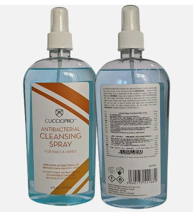 Cuccio Pro Antibacterial Cleansing Spray For Nails & Hands – 16 Fl.oz (473 ml)