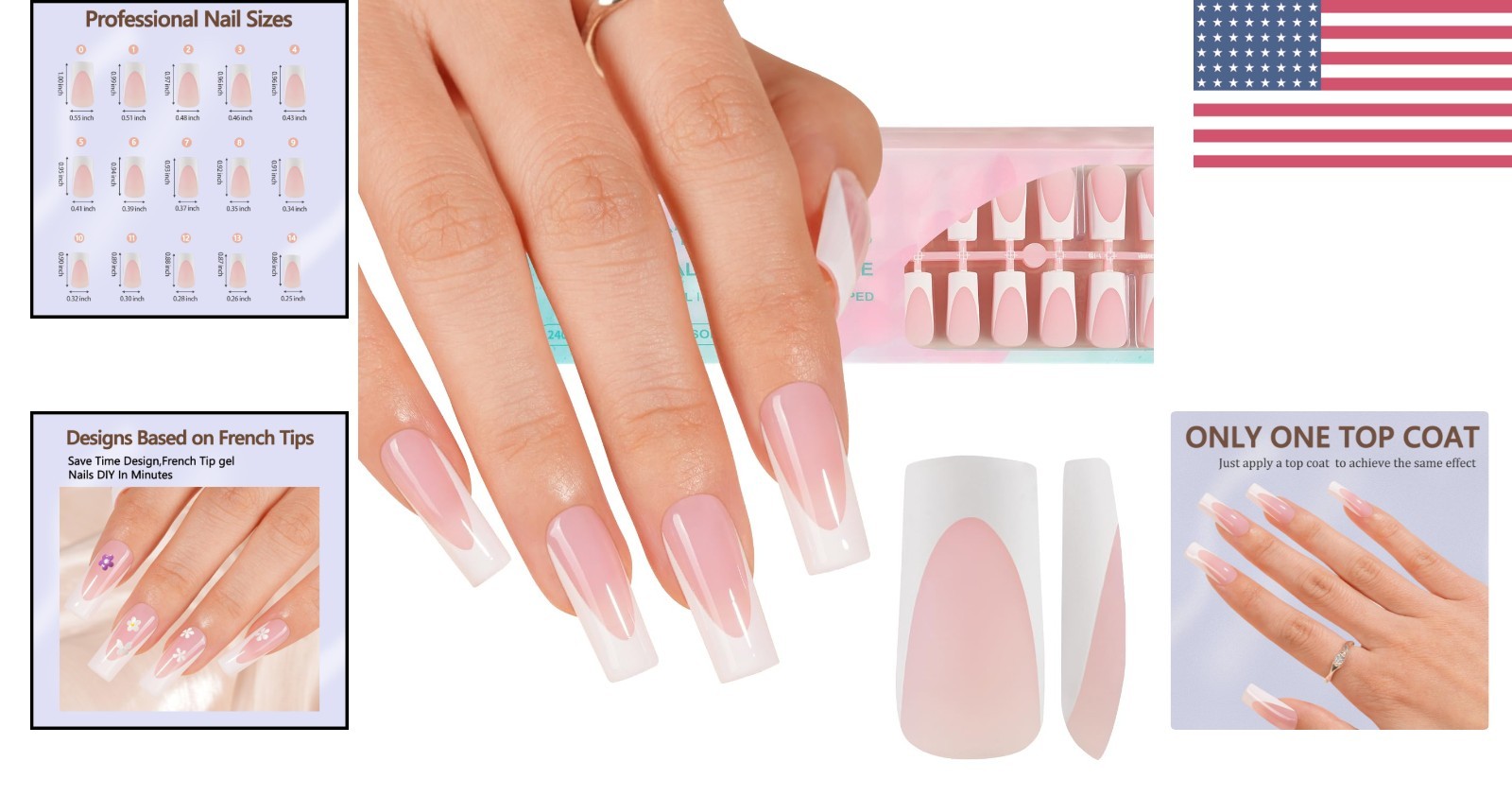 Long-Lasting 150Pcs Deep French Gel Nail Tips | Effortless Nail Art in 15 Sizes