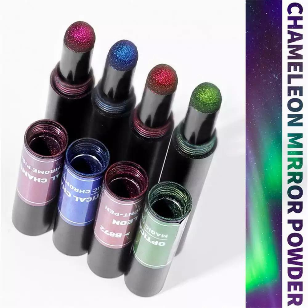 Nail Duo Chrome PEN Chameleon Mirror Powder Air Cushion Solid 6 Colours Dust UK