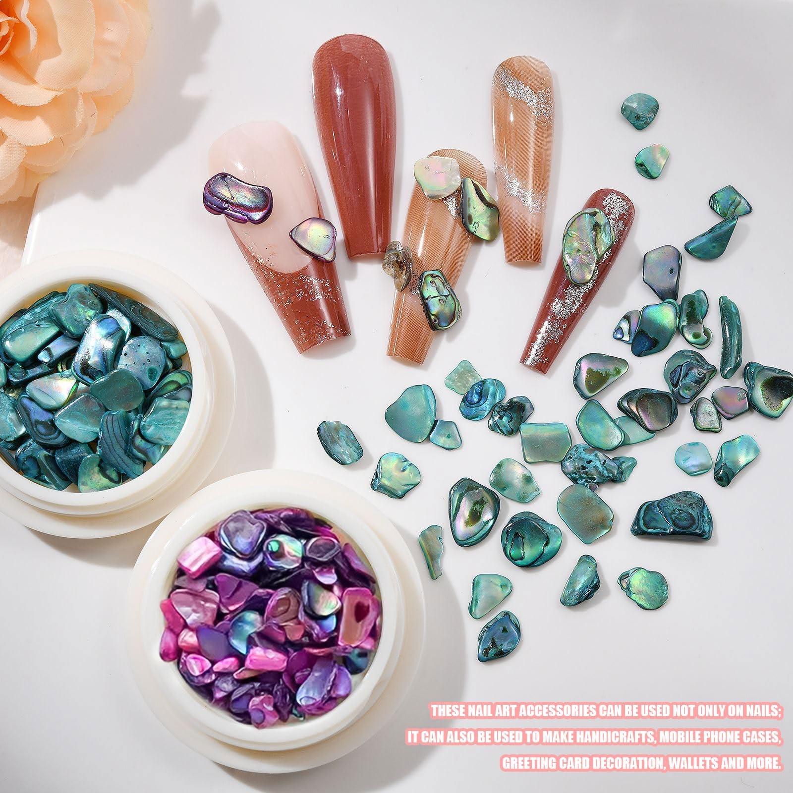 Abalone Shell Flakes for Nail Art, Mixed Size 3D Abalone Shell Fragments for …