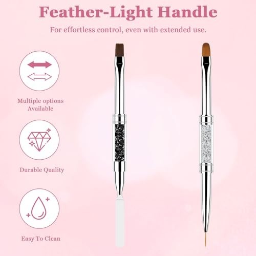 Double Ended Nail Builder Gel Brush 2 Pcs French Tip Brush Oval Gels for Nail