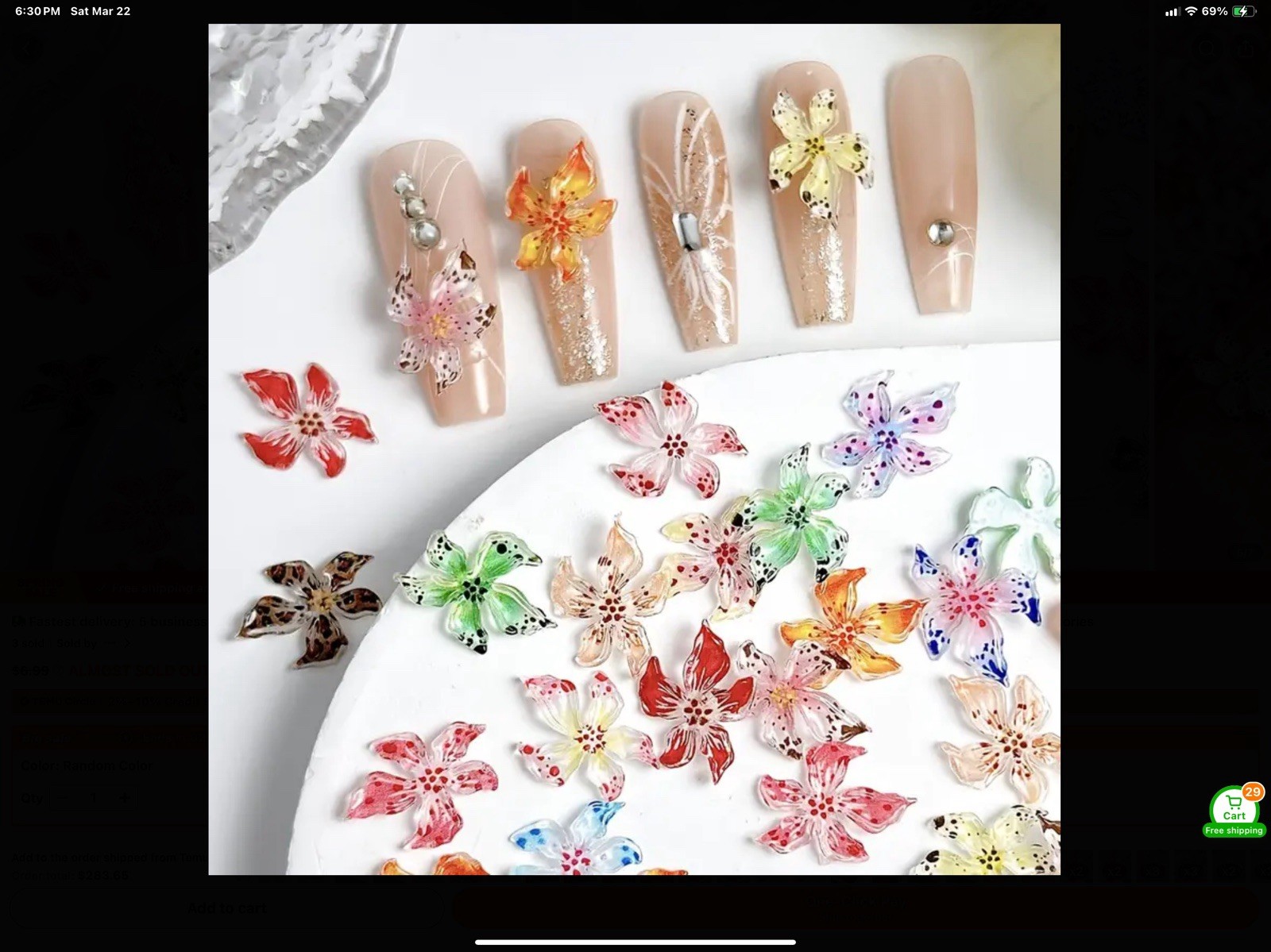 Trendy 3D BloomOrchid Flower Nail Art Charms/Flower Sakura Nail Art Decor/5 Each
