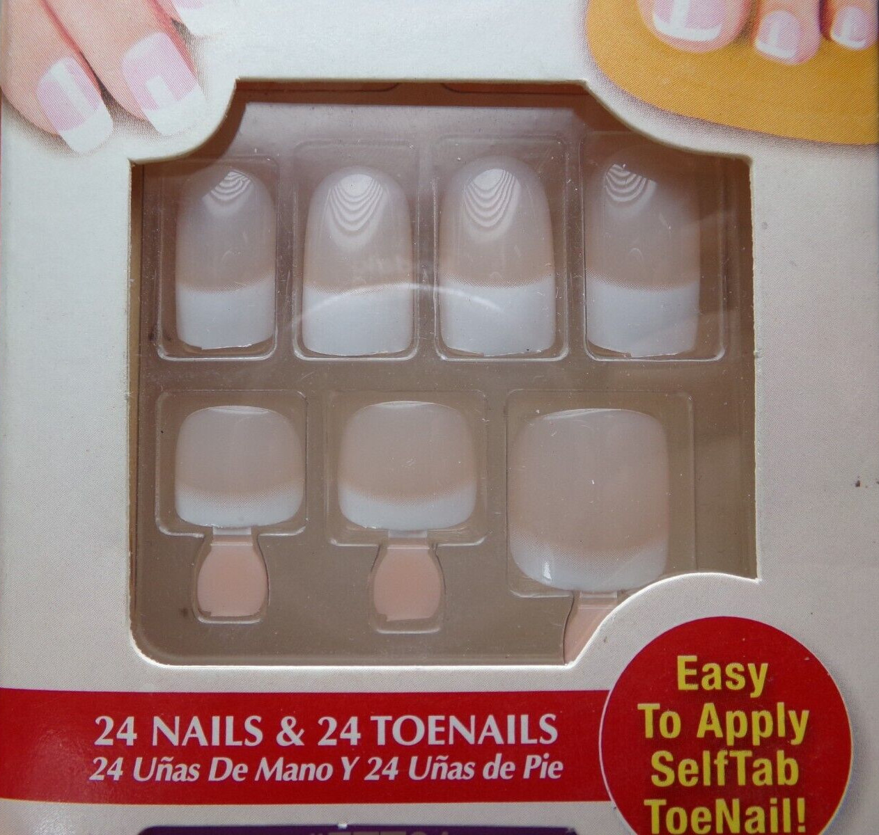 Kiss, Matching Tips & Toenails, Shiny White French, Glue on, Medium