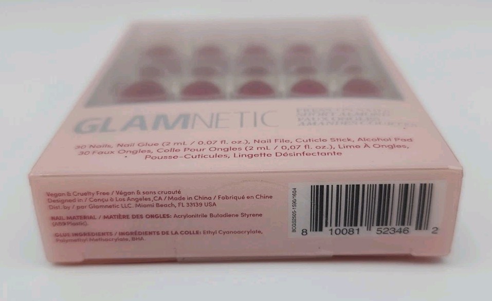Glamnetic Classic Red Short Almond Press On Nails 30 Nails
