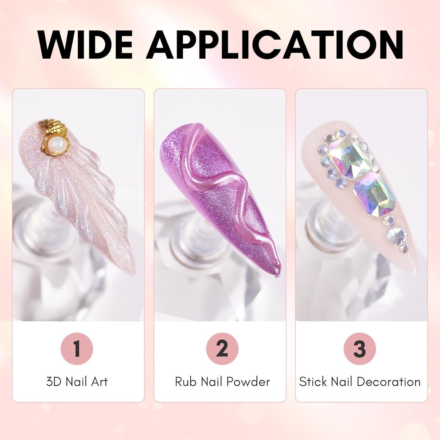 Nail Rhinestone Glue with 3D Gel Kit – Super Strong Nail Charm Glue & Sculpti…