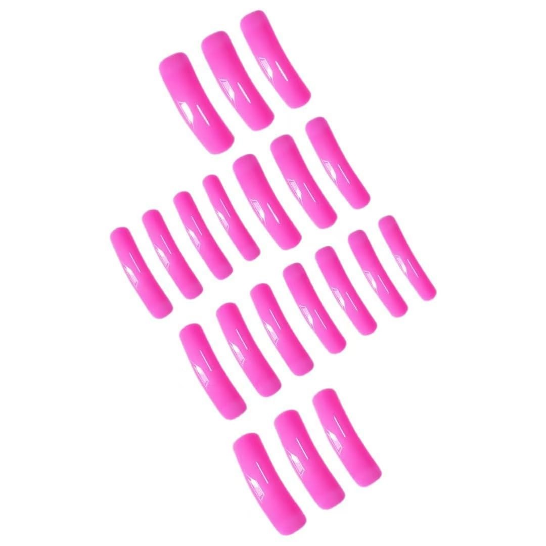 Pink Full Cover Press on Nails Curved Fake Nails Extra Long Square False Nail…