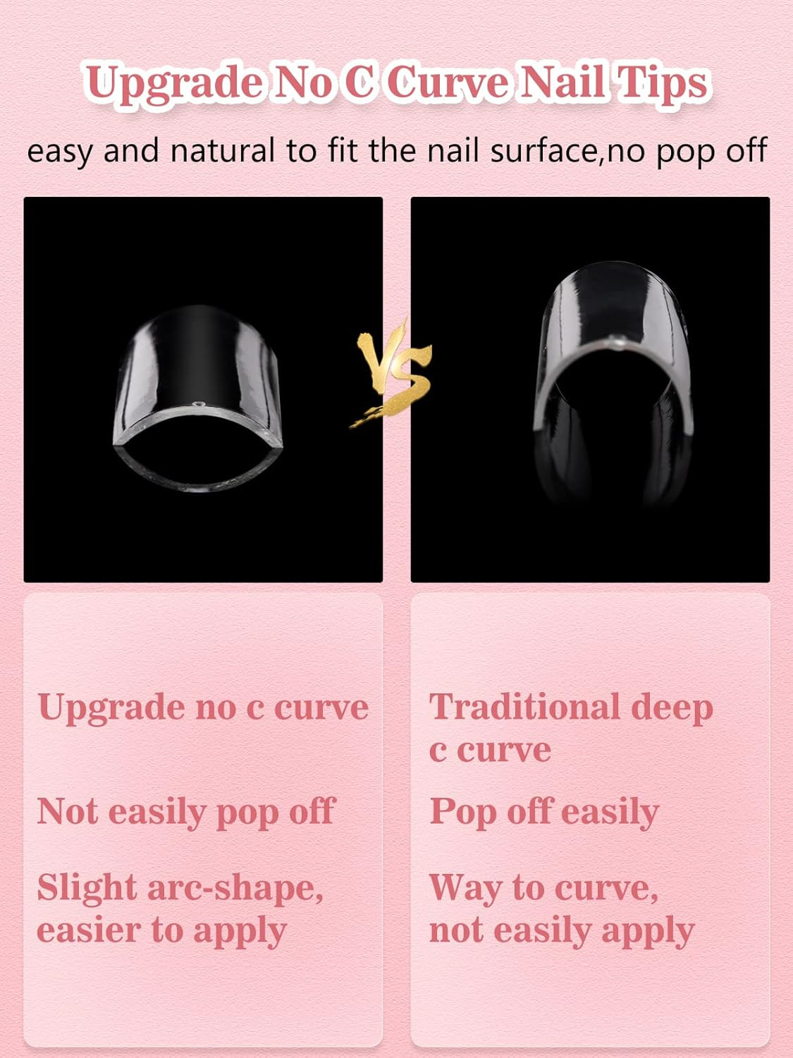 Clear Square Nail Tips, 504PCS 3XL Long No C Curve Nail Tips, Half Cover Flat Ta
