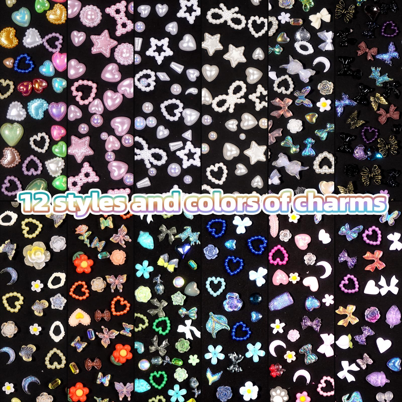 3D Mix Assorted Color Nail Charms, Acrylic Multi Blue Purple Small, S0-mix