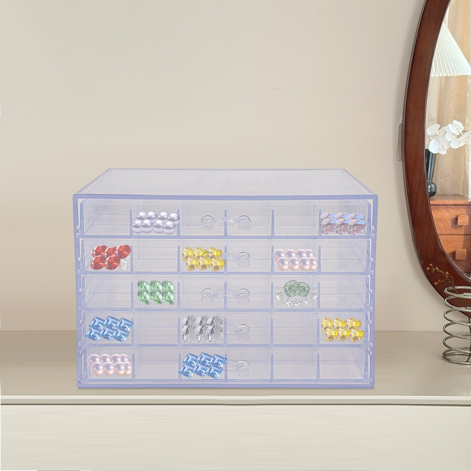 5 Layers Acrylic Transparent Nail Art Storage Box Earring Storage Box Organizer