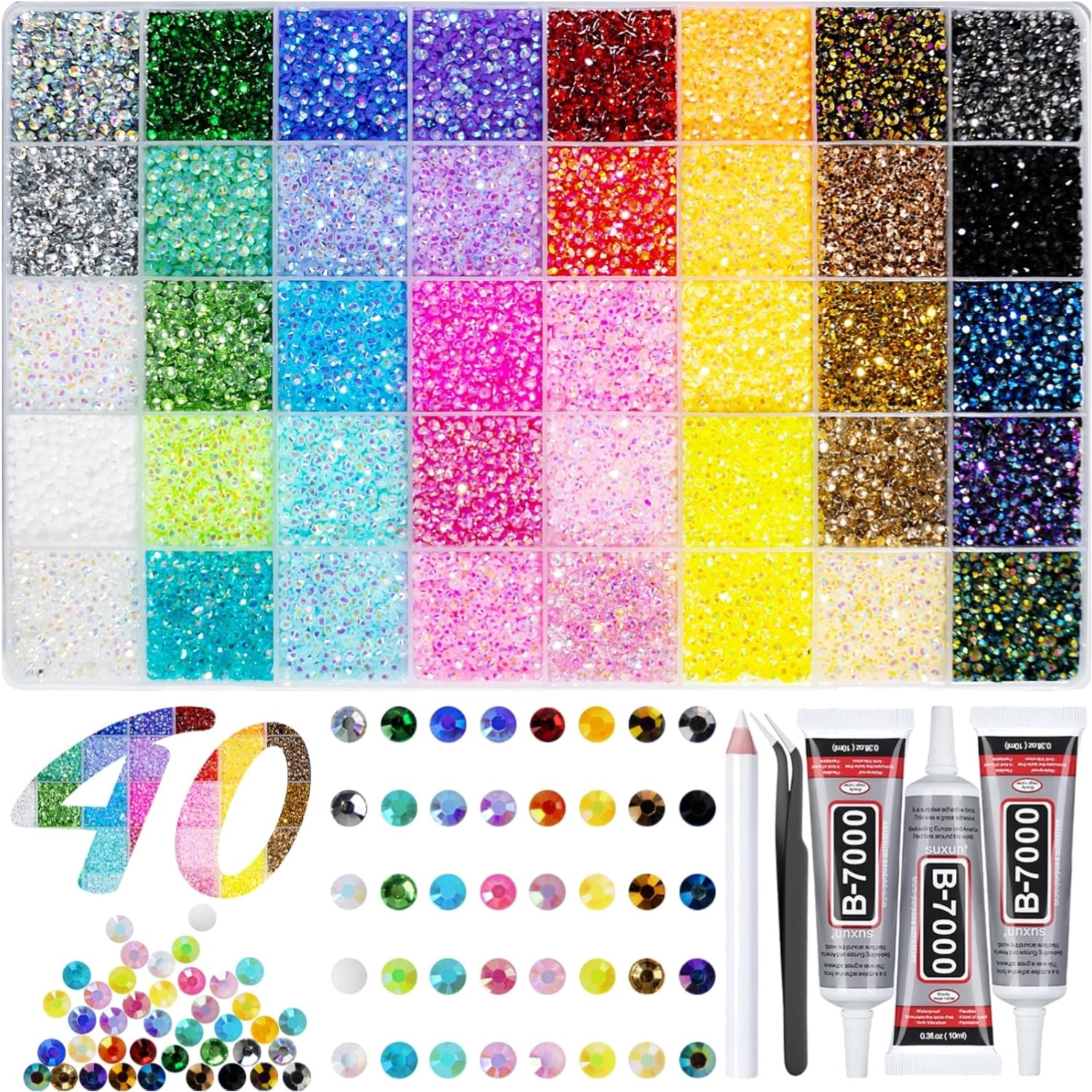 Bedazzling Kit 40 Colors Bedazzler Kit with Rhinestones Resin Jelly Rhines