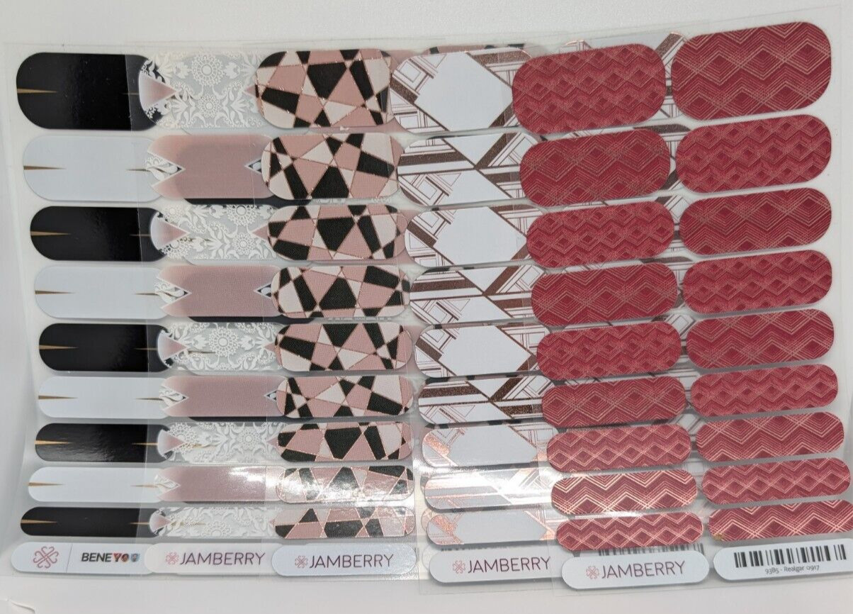 Jamberry Nail Wraps Full Sheets – Metallic Art Deco Design Lot of 5