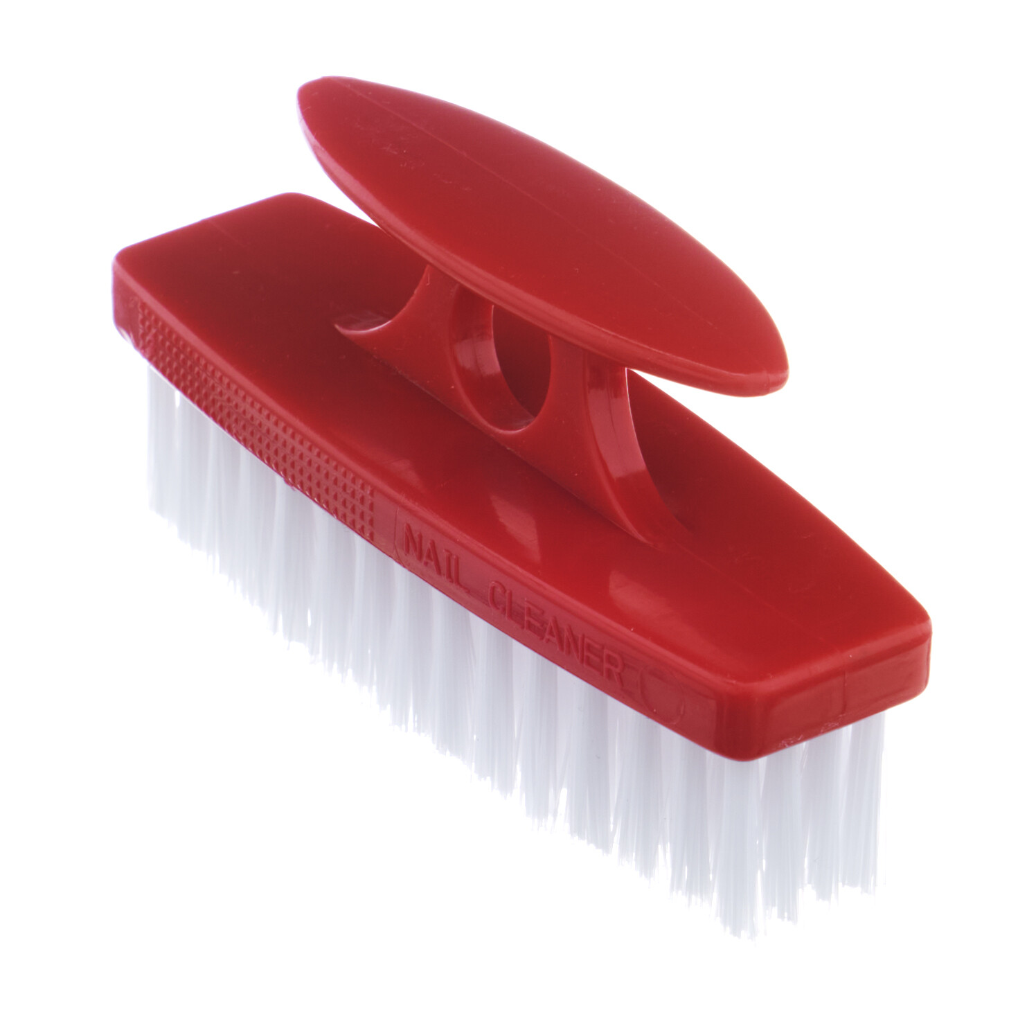 Superio Heavy Duty Durable Red Nail Brush Cleaner with Handle Stiff Bristles