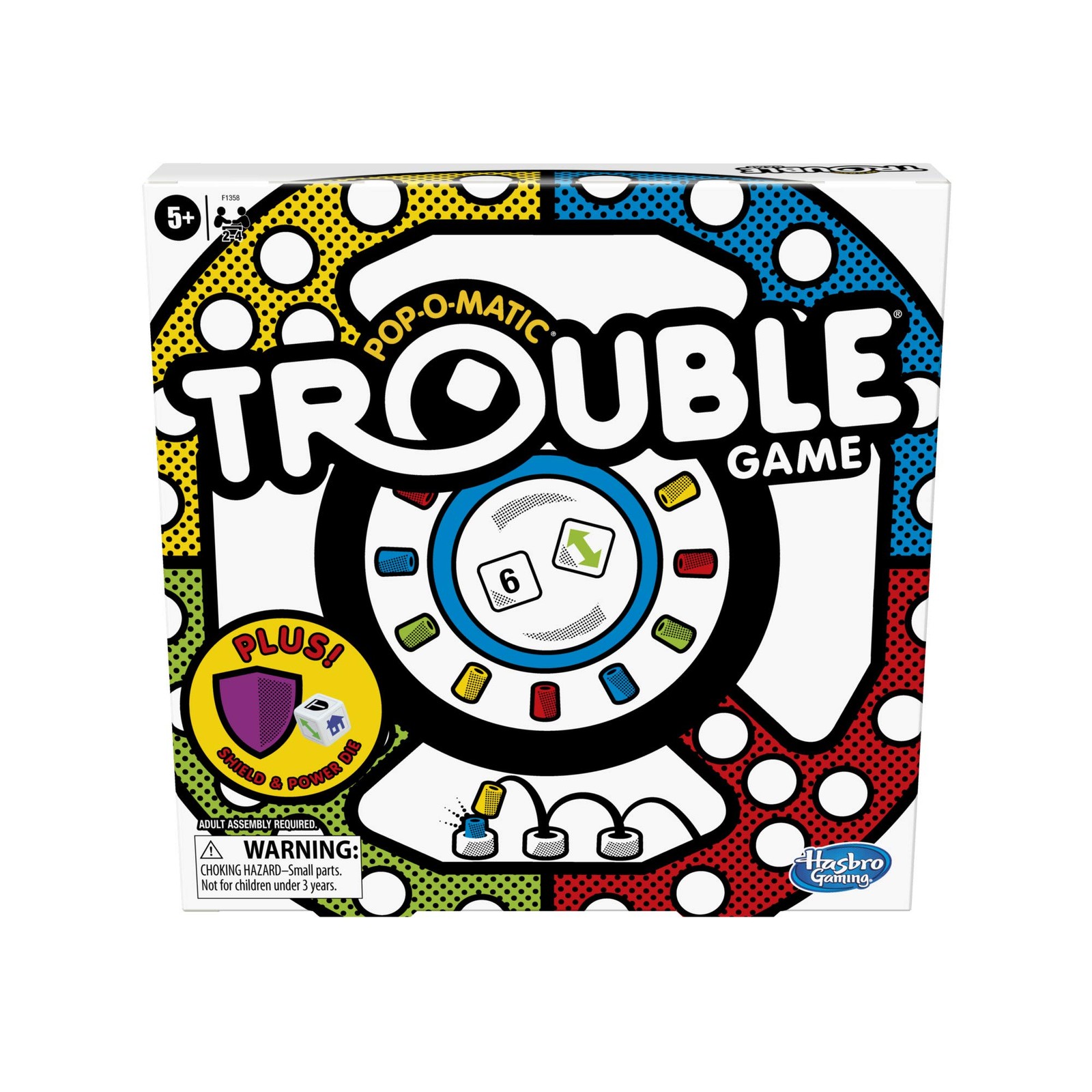 Hasbro Gaming Trouble Board Game, Includes Bonus Power Die Medium, Multicolor